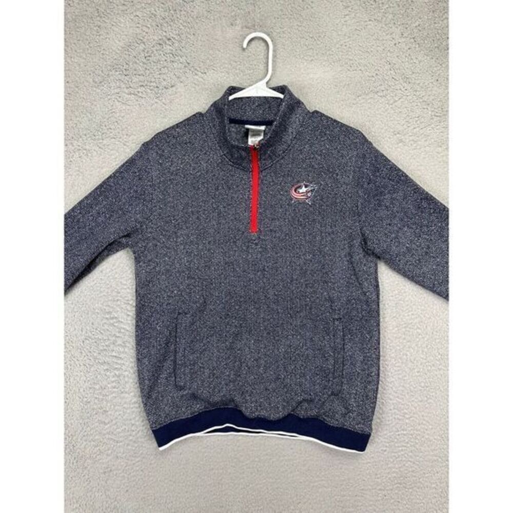NHL Sweater Womens Medium 8-10 Blue Columbus Blue Jackets Fleece Lined Pullover